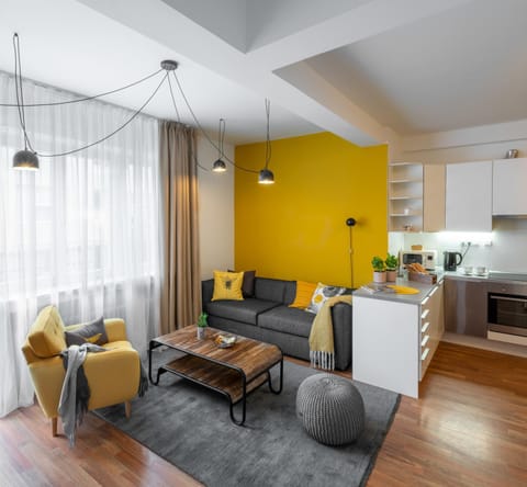 Kitchen or kitchenette, Living room, Seating area