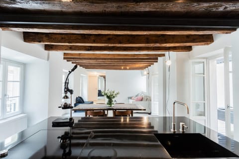 Kitchen or kitchenette, Living room, Dining area