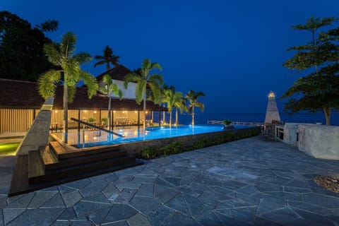Night, Pool view, Swimming pool