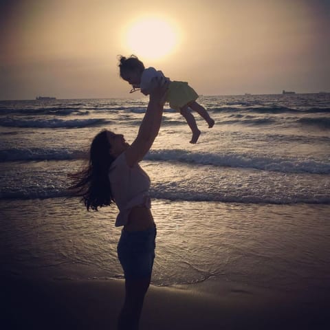 Beach, Sunset, children