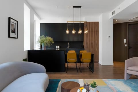 Living room, kitchen