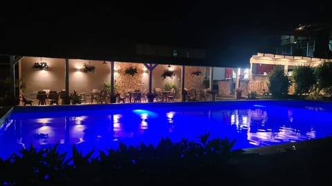 Property building, Night, Pool view, Swimming pool