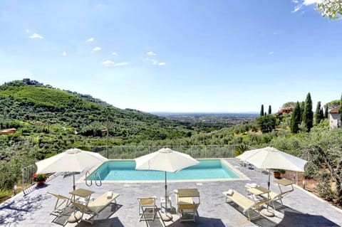 Patio, Spring, Day, Natural landscape, Mountain view, Pool view, Swimming pool, sunbed