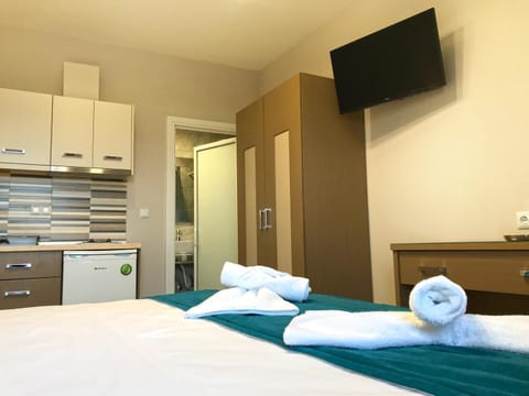 Bed, Bathroom, TV and multimedia, Kitchen or kitchenette