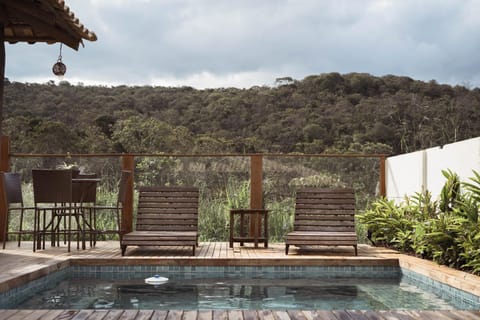 Patio, Spring, Day, Natural landscape, Mountain view, Pool view, Swimming pool