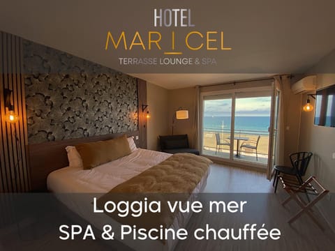 Bed, Property logo or sign, Photo of the whole room, Bedroom, Text overlay, Sea view