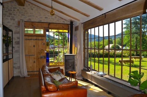 Property building, Spring, Living room, Seating area, On site, Garden view, Mountain view, Sunset