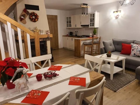 Night, Winter, Kitchen or kitchenette, Living room, Dining area