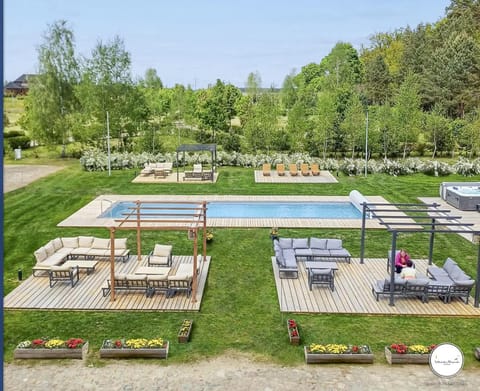 Spring, Day, Natural landscape, Garden, Garden view, Pool view, Swimming pool, sunbed