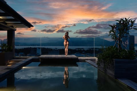 People, Natural landscape, Swimming pool, Sunset