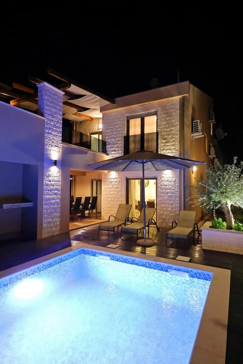 Property building, Swimming pool, Sunset