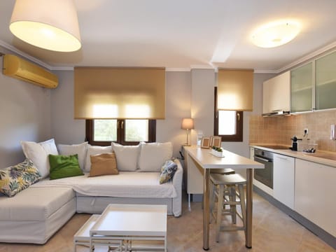 Kitchen or kitchenette, Living room, Seating area, Dining area