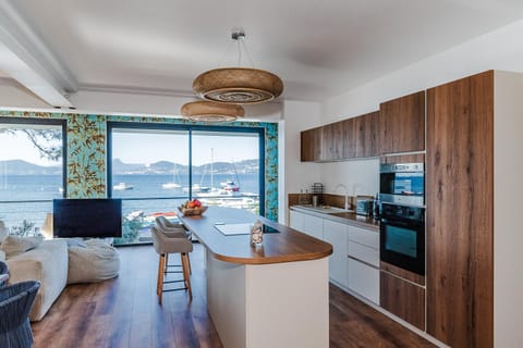 Natural landscape, Kitchen or kitchenette, Living room, Seating area, Dining area, Beach, Sea view, Sea view, dishwasher, oven, pet friendly, stove