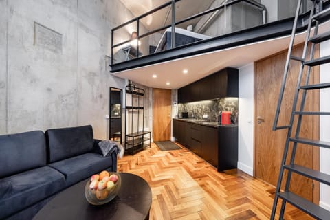 Kitchen or kitchenette, Living room, Seating area
