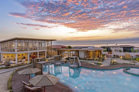 Property building, Swimming pool, Sunset