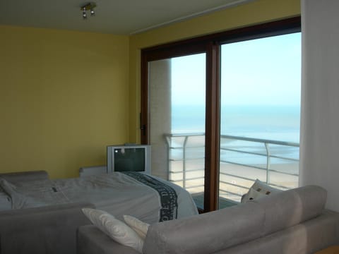 Bed, Balcony/Terrace, Living room, Seating area, Sea view