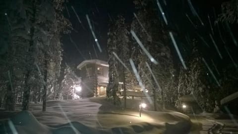 Property building, Night, Winter
