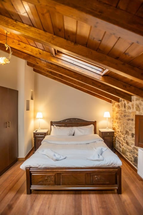 Bed, Bedroom, fireplace, towels