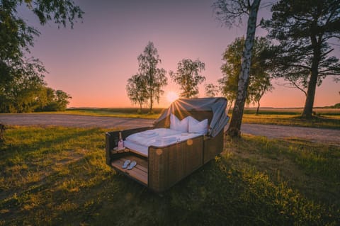 Bed, Natural landscape, Photo of the whole room, Bedroom, Sunset