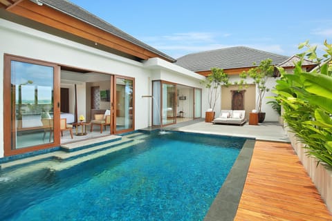 Property building, Patio, Day, Natural landscape, Pool view, Swimming pool, Swimming pool, sunbed