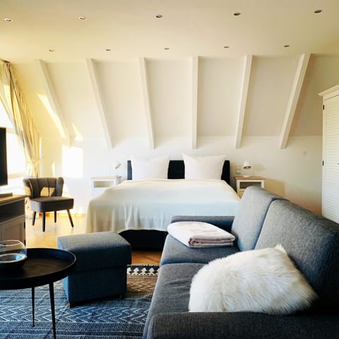 Bed, Living room, Photo of the whole room, Seating area