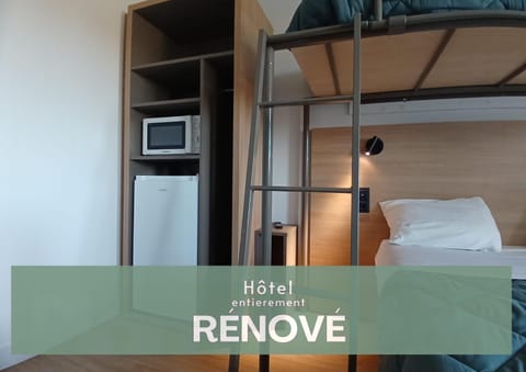 Bed, Bedroom, bunk bed, microwave, wardrobe