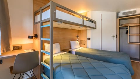 Bed, Photo of the whole room, Bedroom, bunk bed, wardrobe