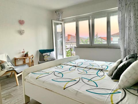 Bed, Garden view, Sunset