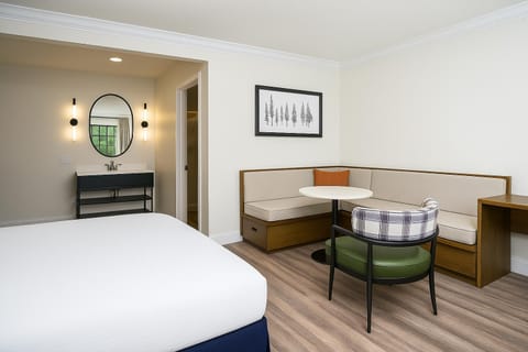 Bed, Living room, Seating area