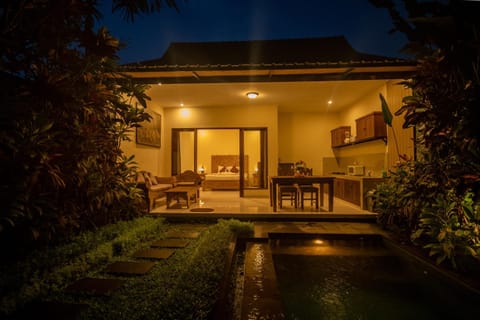 Night, Pool view, Swimming pool
