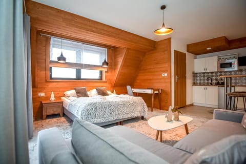 Bed, Kitchen or kitchenette, Living room, Photo of the whole room, Seating area, Dining area, Bedroom