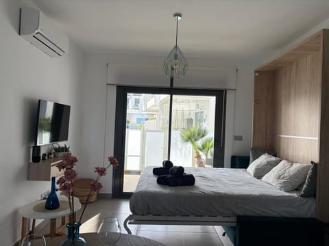 Bed, TV and multimedia, Photo of the whole room, Bedroom, towels, air conditioner
