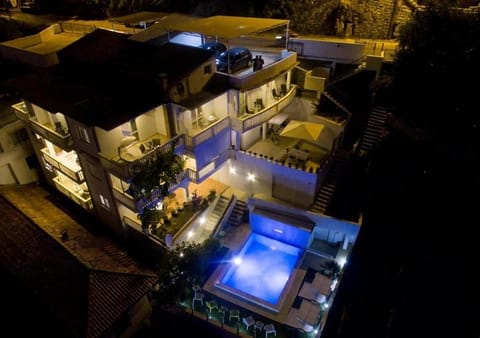 Property building, Night, Pool view, Swimming pool