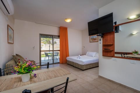 Bed, TV and multimedia, Living room, Photo of the whole room, Seating area, Dining area