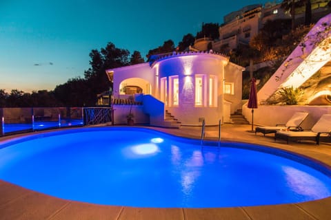 Property building, Swimming pool, Sunset