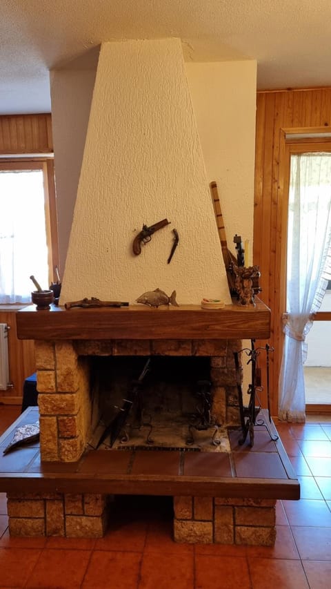 Kitchen or kitchenette, fireplace