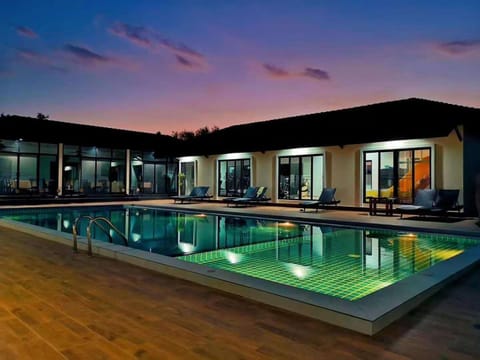 Night, Pool view, Swimming pool