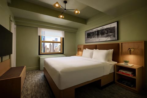 Bed, Bedroom, City view