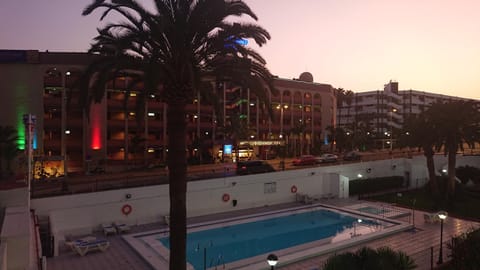 Pool view, Street view, Swimming pool, Sunrise