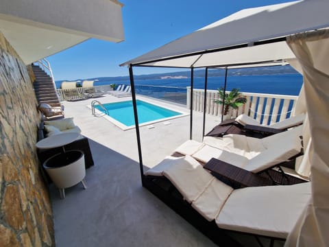 Patio, Day, Natural landscape, View (from property/room), Balcony/Terrace, Living room, Seating area, Pool view, Sea view, Swimming pool, sunbed