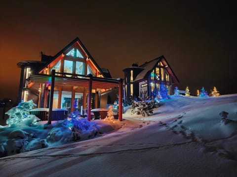 Property building, Night, Winter