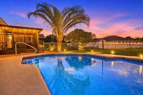 Property building, Swimming pool, Sunset