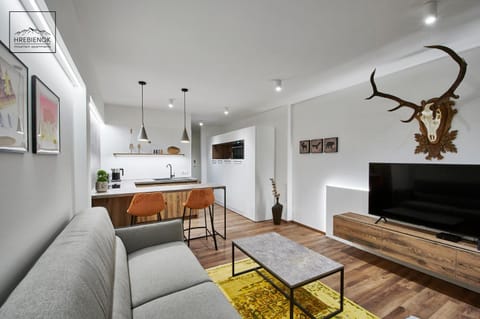 Kitchen or kitchenette, Living room, Seating area