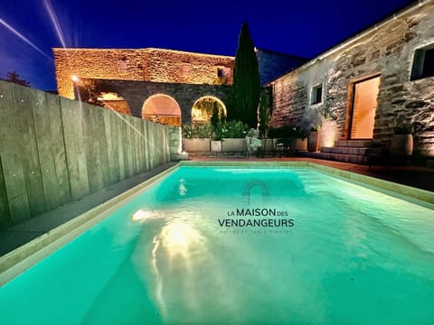 Night, Pool view, Swimming pool