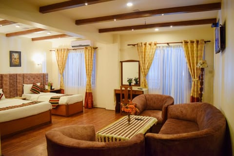Bed, Seating area, Bedroom