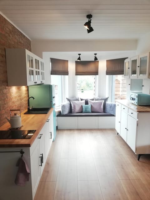 Kitchen or kitchenette, Seating area, dishwasher, oven, stove