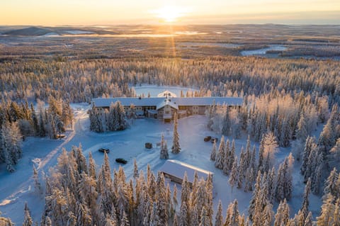 Property building, Natural landscape, Bird's eye view, Winter, Sunset