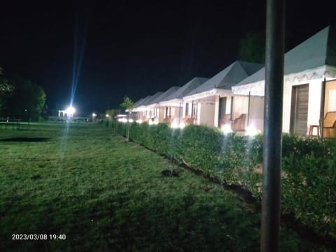 Property building, Night, Garden, Garden view