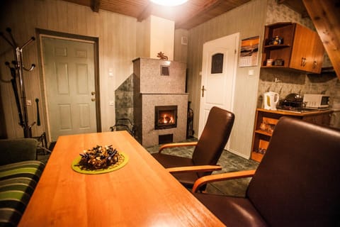Kitchen or kitchenette, Living room, Seating area, Dining area