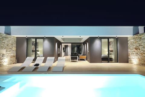 Property building, Patio, Night, Swimming pool, Swimming pool